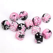 Chessex Gemini Black-Pink/White 16mm d6 Dice Block™ (12 dice)