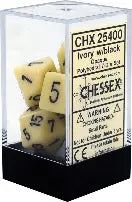 Opaque: Chessex Ivory/ Black Polyhedral 7-Dice Set