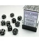 Chessex Opaque16mm d6 Black/White Dice Block™ (12 dice)