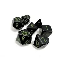 Opaque: Chessex Black/Green Polyhedral 7-Dice Set