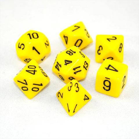 Opaque: Chessex Yellow/Black 7Pc Polyhedral Dice Set