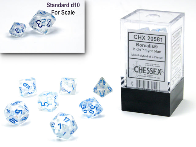 Borealis: Mini 7Pc Light Blue Luminary Dice