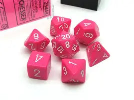 Opaque: Chessex Pink/White 7Pc Polyhedral Dice Set