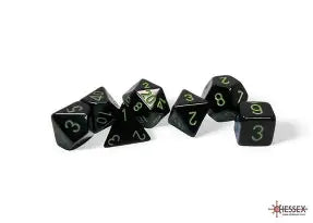 Opaque: Chessex Black/Green Polyhedral 7-Dice Set
