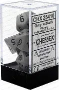 Opaque: Chessex Pastel Grey/Black Polyhedral 7-Dice Set