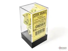 Opaque: Chessex Pastel Yellow/ Black Polyhedral 7-Dice Set