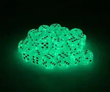 Borealis® 16mm d6 Light Green/gold Luminary™ Dice Block™ (12 dice)