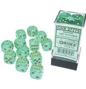 Borealis® 16mm d6 Light Green/gold Luminary™ Dice Block™ (12 dice)