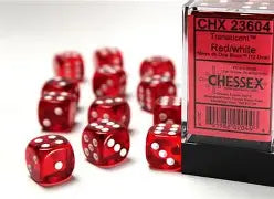 Chessex Translucent 16mm d6 Red/white Dice Block™ (12 dice)